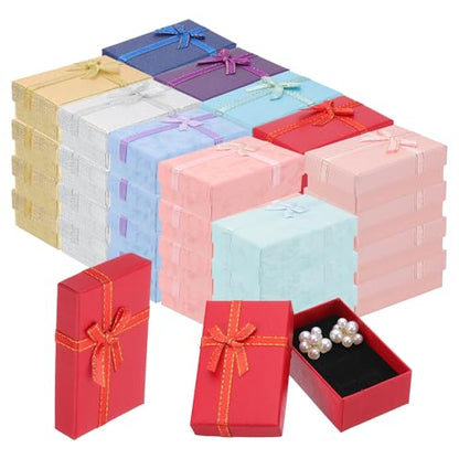 120 Pcs Jewelry Gift Boxes with Lid Ribbon Small Packaging Gift Box Set