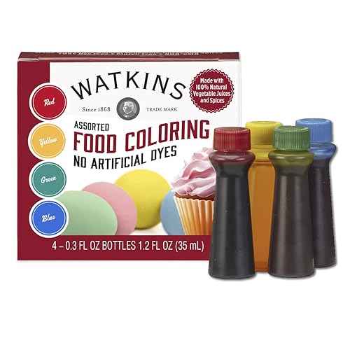 Watkins Assorted Food Coloring, 1 Each Red, Yellow, Green, Blue, Total Four 0.3 oz bottles, 4 Count (Pack of 1)