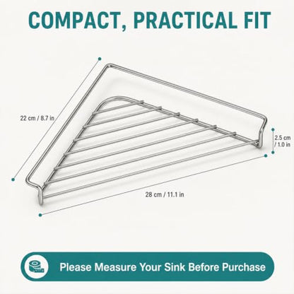 2 Pcs Stainless Steel Corner Sink Shelf Drying Rack Organizer - Space Saving Triangular Design