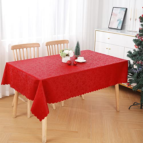 Red Waterproof Heavy Duty Vinyl Rectangular Tablecloth 70 x 120 Inches