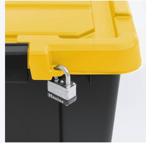 Heavy Duty Stackable Storage Tote - 12-Gallon Latching Lid Bins | Black, 3-Pack