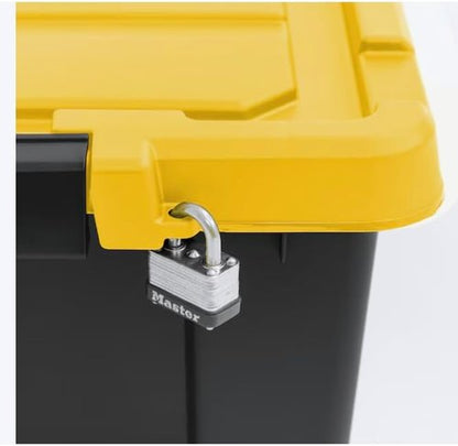 Heavy Duty Stackable Storage Tote - 12-Gallon Latching Lid Bins | Black, 3-Pack