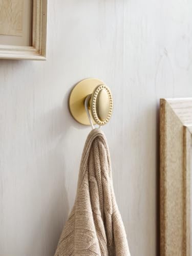 2 Pack Gold Adhesive Coat Hooks - No-Drill Wall Mount Towel & Hat Hooks