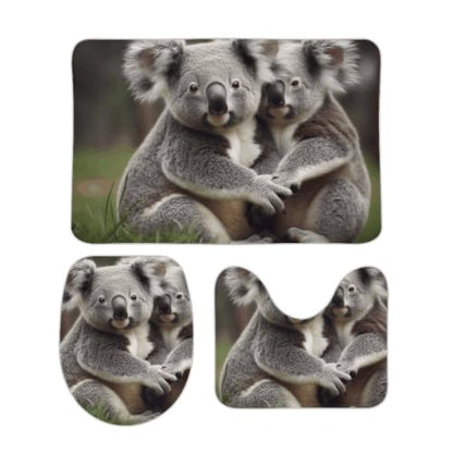 Cute Koala Bear Bathroom Rugs Set 3 Piece Floor Mats Non-Slip Washable
