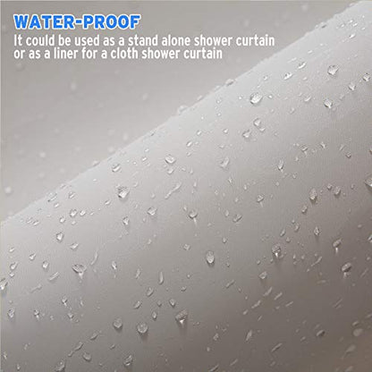 AmazerBath Plastic Shower Curtain, 72 x 84 Inches PEVA Thick Bathroom Plastic Shower Curtains with Heavy Duty Clear Stones and Grommet Holes-Grey