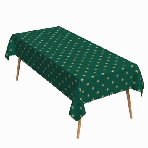 Green Christmas Tablecloth 70x120 Inches Washable Holiday Cover