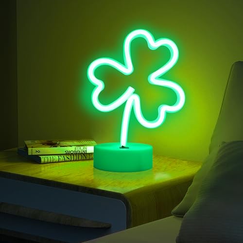 Clover Neon Sign - Green LED Neon Lights USB/Battery Powered, Desktop Decor (Variation: Clover)