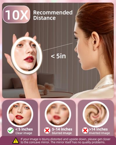 LED Magnifying Mirror 10X with Lights & Tweezers Set - White 5IN