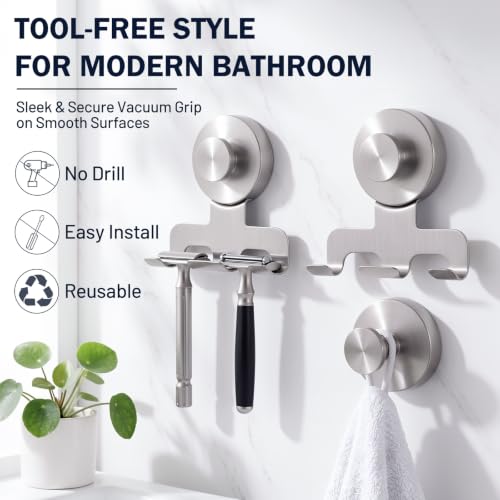 Luxspire Heavy Duty Stainless Steel Razor Holder for Shower - Metallic Silver