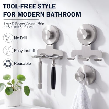 Luxspire Heavy Duty Stainless Steel Razor Holder for Shower - Metallic Silver