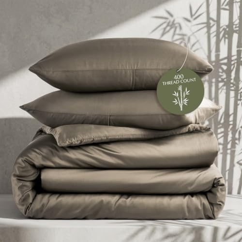 EverGrace Queen Size Rayon from Bamboo Duvet Cover Set - Mocha Brown