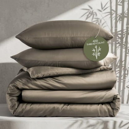 EverGrace Queen Size Rayon from Bamboo Duvet Cover Set - Mocha Brown