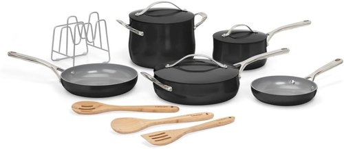 Cuisinart 12-Piece Nonstick Ceramic Cookware Set - Even Heat Cooking & Easy Cleanup | Black