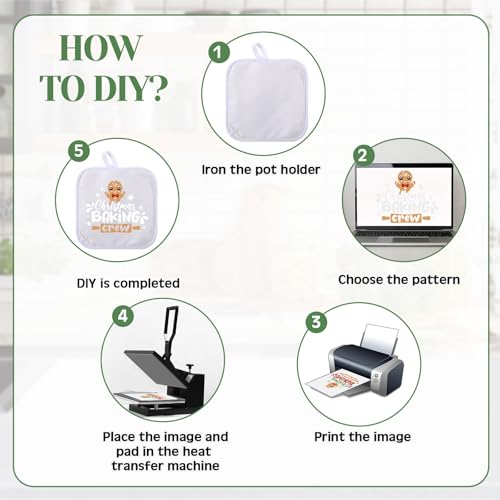 White 24 Pcs Sublimation Oven Mitts and Pot Holders Kit - Heat Resistant Kitchen Set