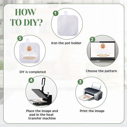 White 24 Pcs Sublimation Oven Mitts and Pot Holders Kit - Heat Resistant Kitchen Set