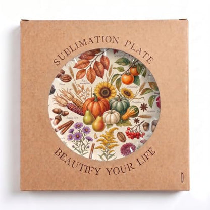 Fall 011 Decorative Plates for Display with Stand - 8 Inch Autumn Decor