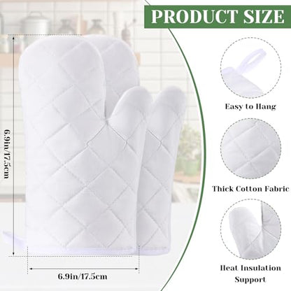 White 24 Pcs Sublimation Oven Mitts and Pot Holders Kit - Heat Resistant Kitchen Set