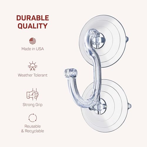 2 Pack Heavy Duty Wreath Hangers for Glass Doors - Suction Cup Christmas Decor