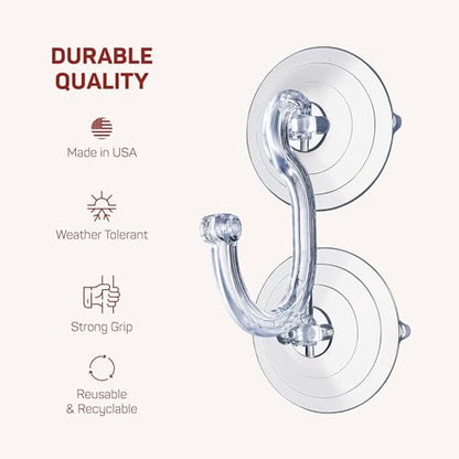 2 Pack Heavy Duty Wreath Hangers for Glass Doors - Suction Cup Christmas Decor