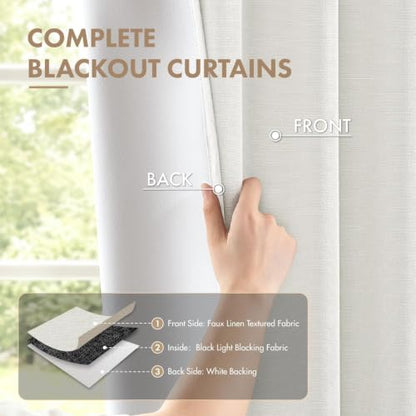 Blackout Curtains 2-Pack Linen Textured Drapes 40"W x 96"L - Birch Variation