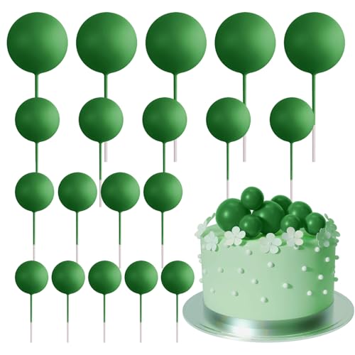 Dark Green Cake Topper Balls 20 Pcs for Birthday Party Decorations