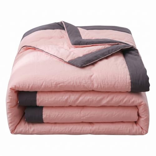 Light Red 140x200cm Breathable Washed Cotton Comforter for Summer - Cute Pink Variation