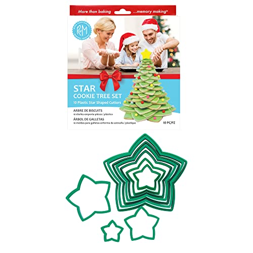 3-D Christmas Tree Cookie Cutter Set - Star Shaped Stackable Holiday Baking