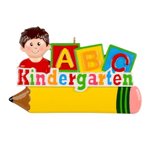 Kindergarten Boy Christmas Ornament 2026 Personalized Keepsake with Pencil