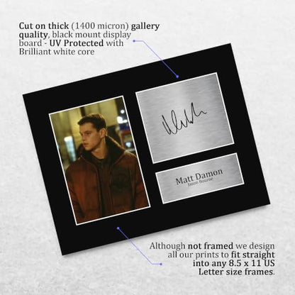 Matt Damon Signed Autograph Photo The Bourne Identity US Letter Unframed