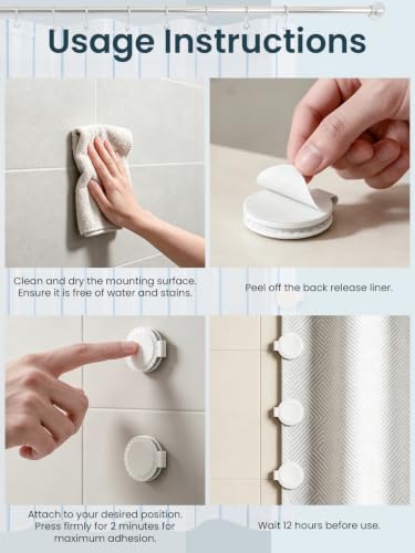 Magnetic Silicone Shower Curtain Clips - Keep Bathroom Dry Set of 4