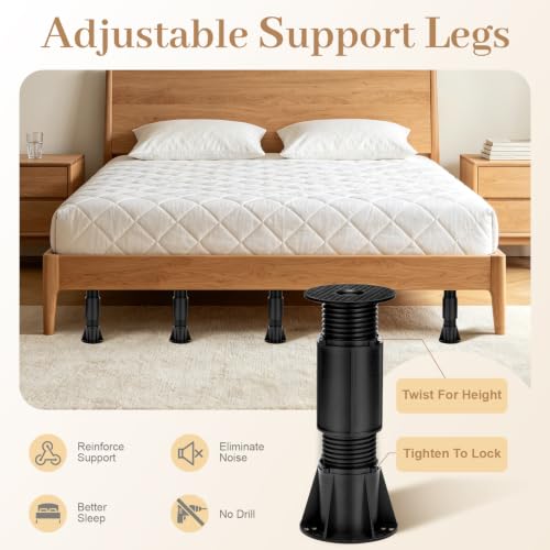 Adjustable Bed Support Legs 2 Pcs 6-15.5 Inch Heavy Duty Bed Frame Replacement