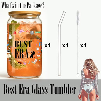 Best Era Glass Tumbler – 16oz Iced Coffee Mug for Taylor Fans, Gift for Music Lovers