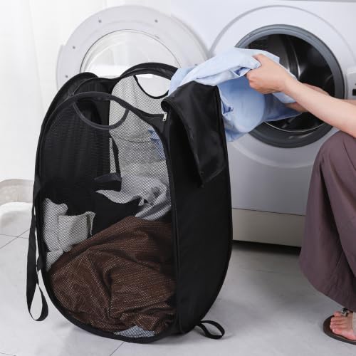Beige Collapsible Laundry Hamper with Lid & Shoulder Straps - Portable Storage Basket