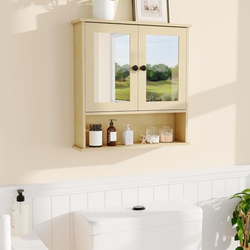 IDEALHOUSE Wall-Mounted Medicine Cabinet with Mirror - Oak Variation