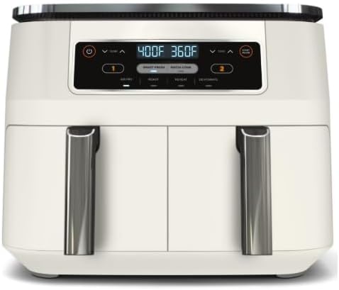Niinjja 4 in 1 Air Fryer - 8 Qt DualZone FlexBasket | Smart Finish for Cooking 2 Foods 2 Ways - White
