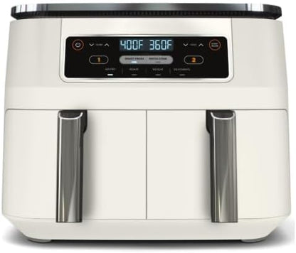 Niinjja 4 in 1 Air Fryer - 8 Qt DualZone FlexBasket | Smart Finish for Cooking 2 Foods 2 Ways - White