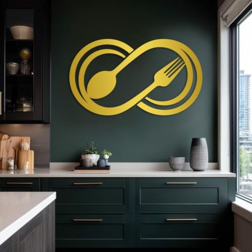 Infinity Spoon Fork Metal Wall Art - Black 30x17 Inch Kitchen Decor