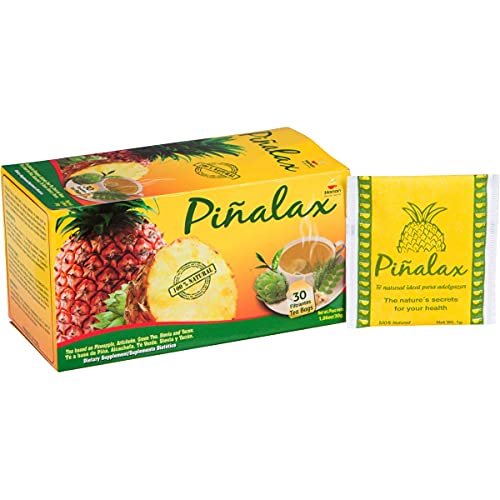 PINALAX Pineapple Piña 100% Natural Blend Detox-Tea promotes digestion | Artichoke, Green Tea, Stevia, Yacon, Senna, Horsetail, and Fennel | 30 Tea Bags