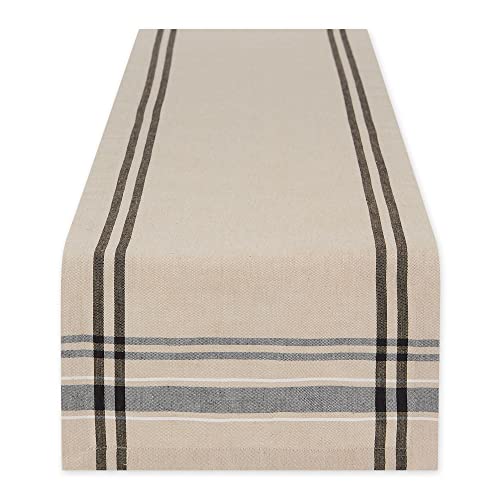 Farmhouse Style Cotton Table Runner 14x108 Inches Taupe Black - DII Collection Taupe/Black