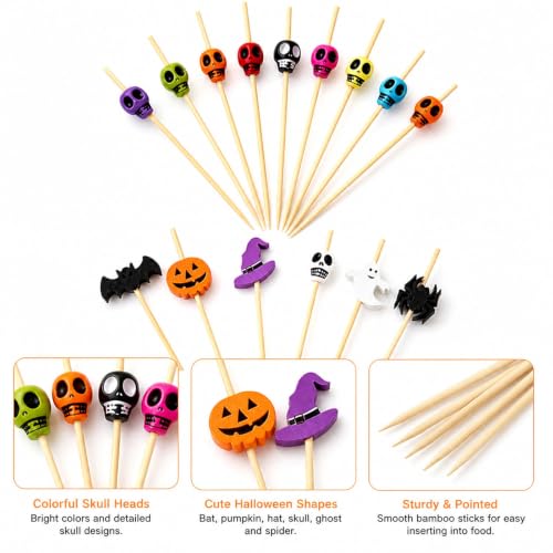 Halloween Skull Cocktail Picks 150-Pack Food & Drink Decorations