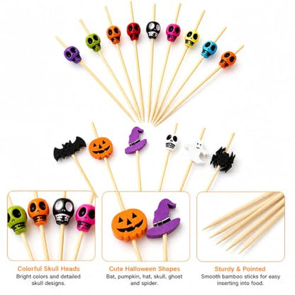 Halloween Skull Cocktail Picks 150-Pack Food & Drink Decorations