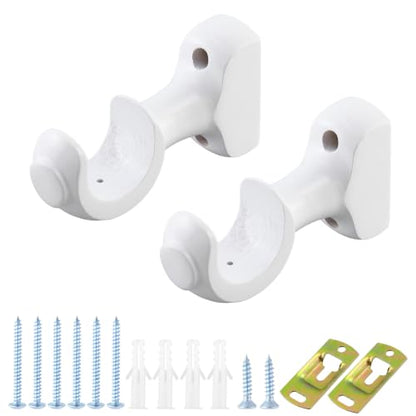 Wooden Curtain Rod Brackets White Support Diameter 35mm Pack of 2