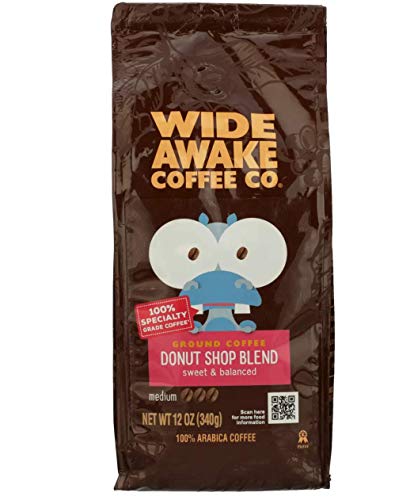 Wide Awake Coffee Donut Shop Blend Ground Coffee, 12 Ounce