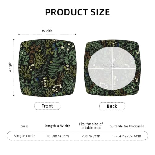 Green Botanical Chair Seat Covers Set of 2 - Waterproof & Elastic Dining Chair Protectors (Black & Green, 9"x7")