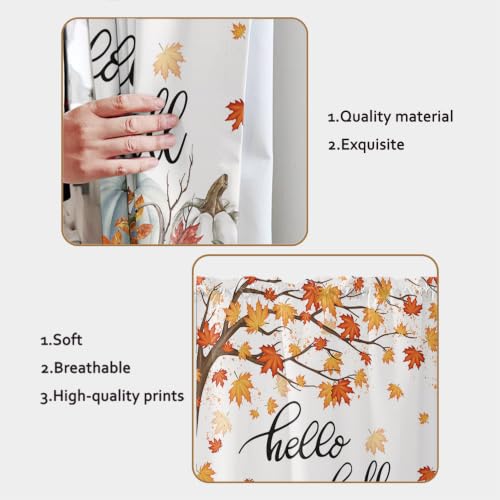 Pumpkin Fall Maple Leaves Swag Valance Curtains for Kitchen & Bedroom - 2 Panels 56W x 36L, Pumpkin04 Variation