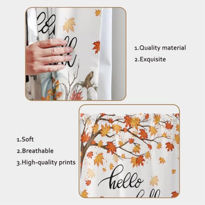 Pumpkin Fall Maple Leaves Swag Valance Curtains for Kitchen & Bedroom - 2 Panels 56W x 36L, Pumpkin04 Variation