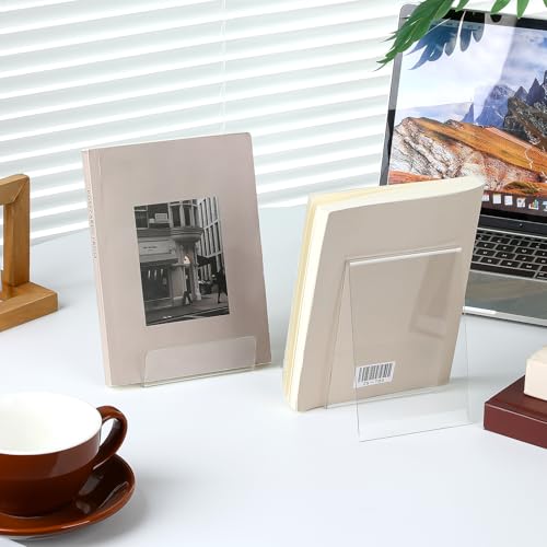 12 Pack Acrylic Book Display Stands - Clear Supports for Books, Photos, and Art
