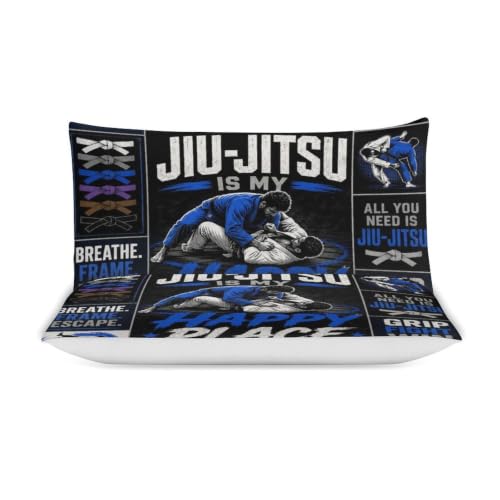 Jiu Jitsu is My Happy Place Shirt Duvet Cover Set Twin Size 86x70 with Pillowcases
