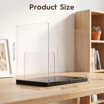 Wood Magazine Holders with Acrylic Dividers - Space-Saving Desk Organizer