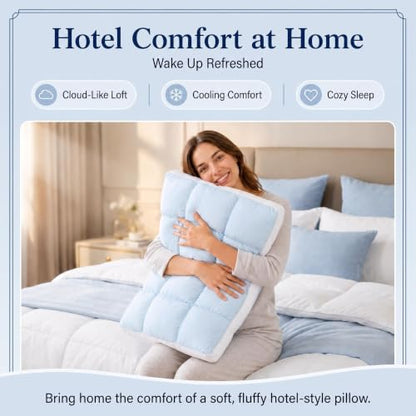 Gary Fluffy Cloud Cooling Pillow with Ice Silk Cover - Supportive Sleep Cushion